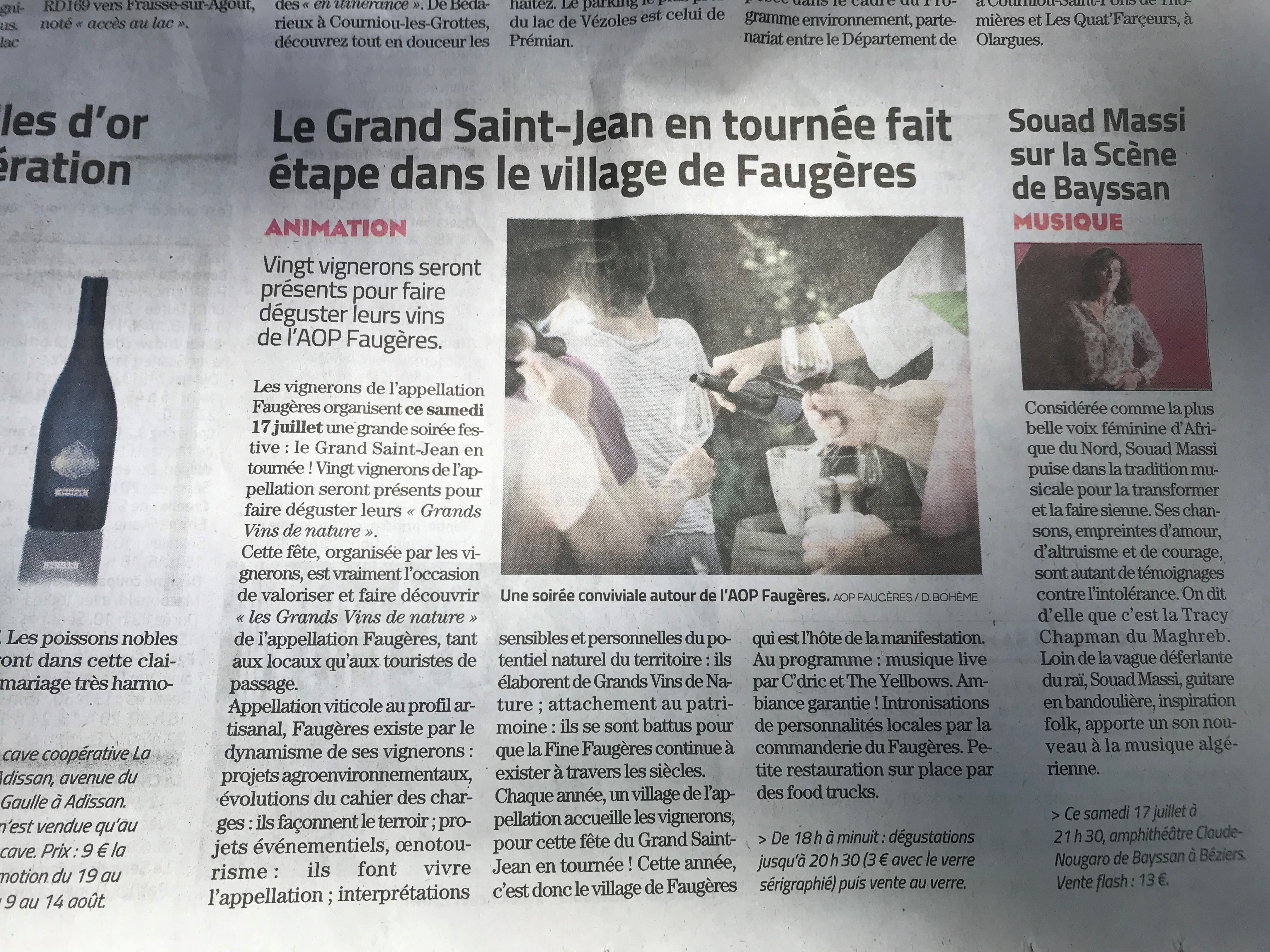 Le grand saint jean en tournée fait étape dans le village de faugères